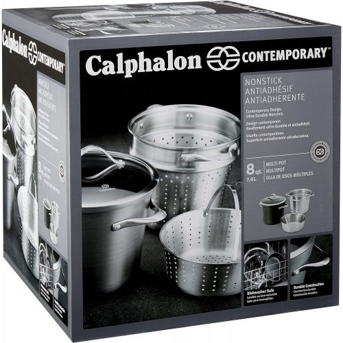  [아마존핫딜][아마존 핫딜] Calphalon Contemporary Hard-Anodized Aluminum Nonstick Cookware, Pasta Pot with Steamer Insert, 8-quart, Black - 1876992