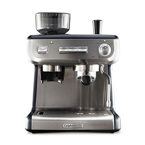  Calphalon BVCLECMPBM1 Temp iQ Espresso Machine with Grinder and Steam Wand, Stainless