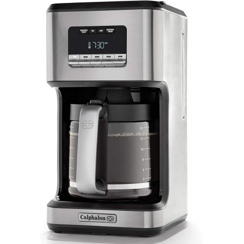  Calphalon 14-Cup Programmable Coffee Maker Stainless Steel Drip Coffee Maker with Glass Carafe, High Performance Heating