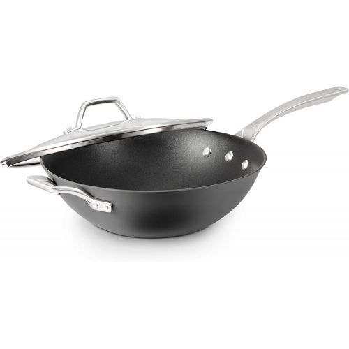  Calphalon Signature Hard-Anodized Nonstick 12-Inch Flat Bottom Wok with Cover