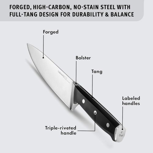  Calphalon Kitchen Knife Set with Self-Sharpening Block, 15-Piece Classic High Carbon Knives