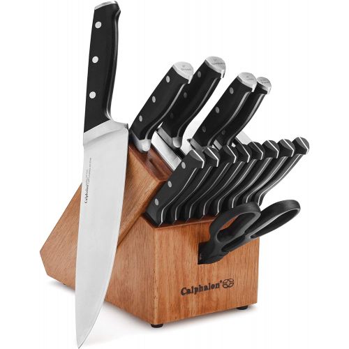  Calphalon Kitchen Knife Set with Self-Sharpening Block, 15-Piece Classic High Carbon Knives