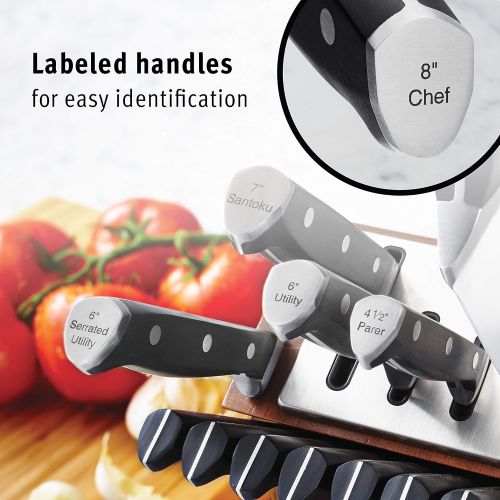  Calphalon Kitchen Knife Set with Self-Sharpening Block, 15-Piece Classic High Carbon Knives