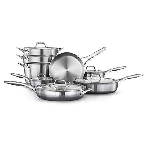  Calphalon Premier Stainless Steel 13-Piece Cookware Set, Silver: Kitchen & Dining