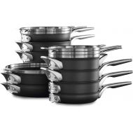 Calphalon 15-Piece Pots and Pans Set, Stackable Nonstick Kitchen Cookware with Stay-Cool Stainless Steel Handles, Black