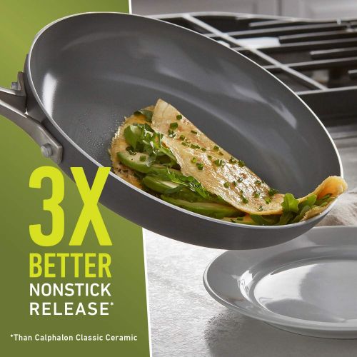  Calphalon Ceramic Frying Pan, Nonstick Oil-Infused Cookware with Stay-Cool Handles, PTFE and PFOA-Free, Dark Gray