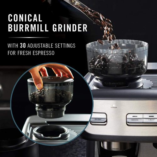  [아마존베스트]Calphalon BVCLECMPBM1 Temp iQ Espresso Machine with Grinder and Steam Wand, Stainless