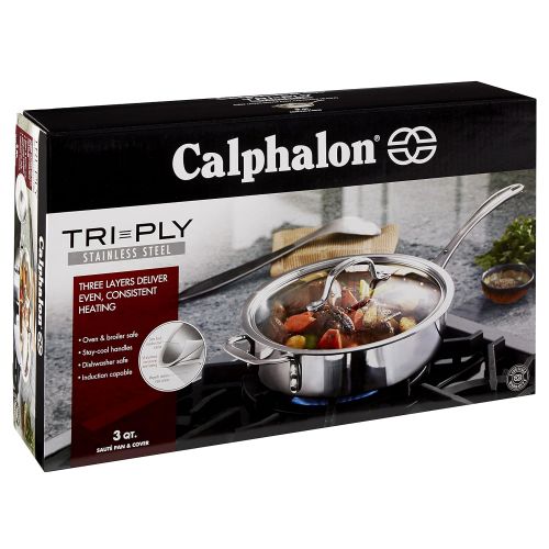  Calphalon Tri-Ply Stainless Steel 3-Quart Saute Pan with Cover