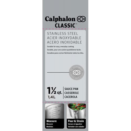  Calphalon Classic Stainless Steel Cookware, Sauce Pan, 1 1/2-quart