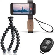 Calumet Shoulderpod Handle Grip for Smartphones w/ Flexible Mini Tripod and a Bonus Ivation Wireless Bluetooth Camera Shutter Remote Controller