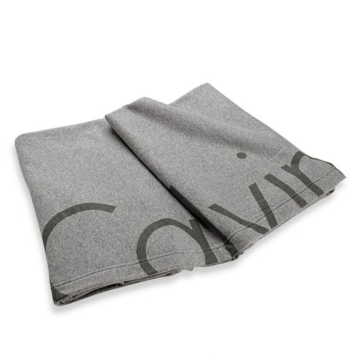 캘빈 클라인 Calvin Klein Modern Cotton Cropped Logo Throw Blanket