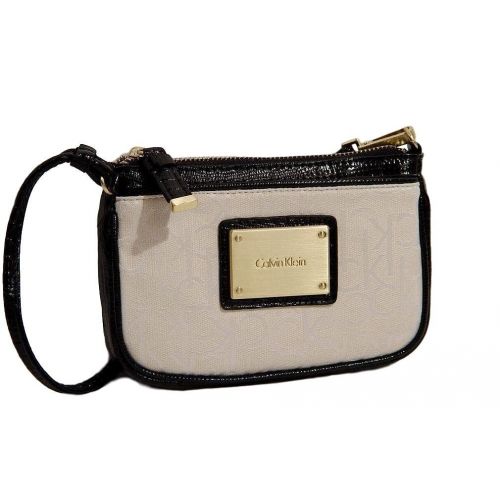 캘빈 클라인 Calvin+Klein Calvin Klein CK Logo Black/Ivory Wristlet Bag Walllet