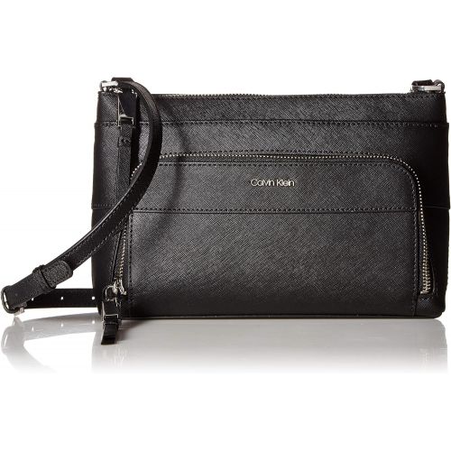 캘빈 클라인 Calvin Klein Lily Saffiano Leather Top Zip Crossbody