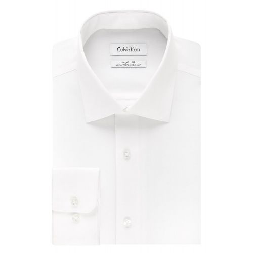 캘빈 클라인 Calvin+Klein Calvin Klein Mens Dress Shirt Regular Fit Non Iron Herringbone