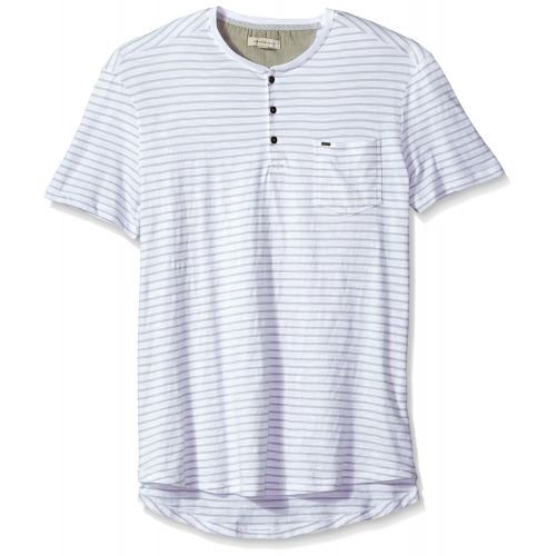 캘빈 클라인 Calvin+Klein Calvin Klein Jeans Mens Short Sleeve Washed Stripe Henley Shirt