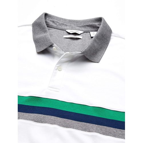 캘빈 클라인 Calvin+Klein Calvin Klein Mens Liquid Touch Polo Stripe