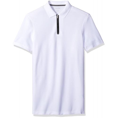 캘빈 클라인 Calvin+Klein Calvin Klein Mens Short Sleeve Two Tone Pique Polo Shirt