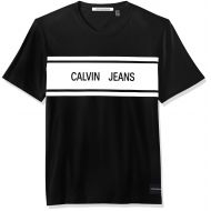 Calvin+Klein Calvin Klein Mens Short Sleeve Stripe T-Shirt Crew Neck