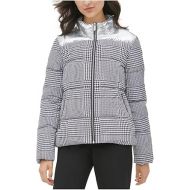 Calvin Klein Women's Glen Plaid Puffer with Silver