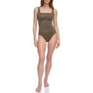 Calvin Klein Women's Full Coverage Pleated Panel One Piece Swimsuit