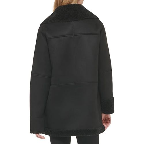 캘빈 클라인 Calvin Klein Women's Warm Rolled Cuff Faux Sherling Jacket
