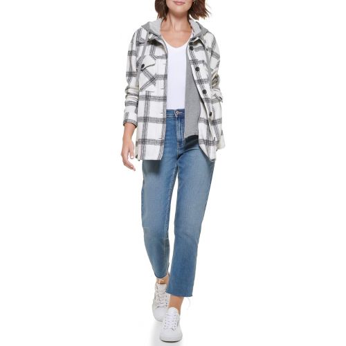 캘빈 클라인 Calvin Klein Women's Everyday Plaid Shirt Jacket with Detachable Fleece Bib