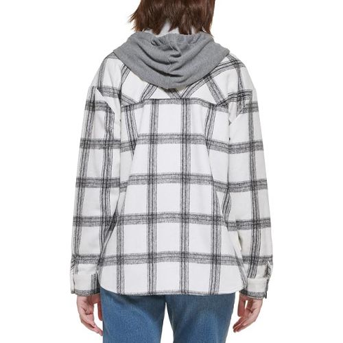 캘빈 클라인 Calvin Klein Women's Everyday Plaid Shirt Jacket with Detachable Fleece Bib