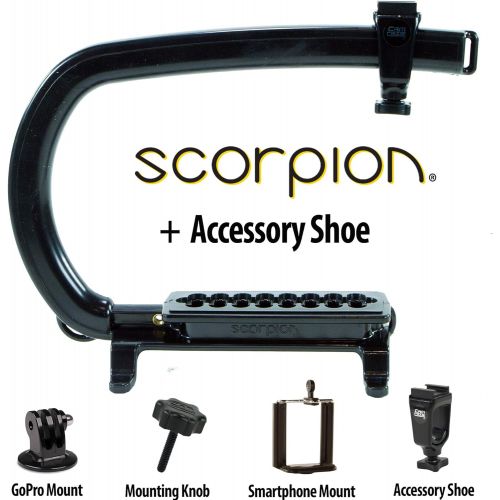  Cam Caddie Scorpion Camera Stabilizer - Stabilizing Smartphone Handle for All DSLR, GoPro, Mobile Phones with Accessory Shoe, Smartphone/GoPro Adapters and 1/4-20 Threaded Mounting