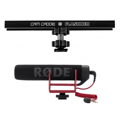  Cam Caddie 6” Flash Bracket + Rode VideoMic GO On-Camera Microphone for Canon Nikon Panasonic DSLR Mirrorless Camera