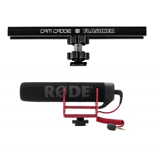  Cam Caddie 6” Flash Bracket + Rode VideoMic GO On-Camera Microphone for Canon Nikon Panasonic DSLR Mirrorless Camera