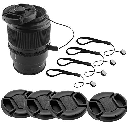  CamKix 58mm Lens Cap Bundle - 4 Snap-on Lens Caps for DSLR Cameras - 4 Lens Cap Keepers - Microfiber Cleaning Cloth Included - Compatible Nikon, Canon, Sony Cameras (58mm)