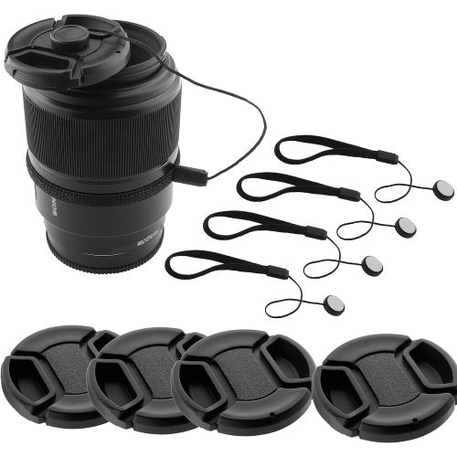  CamKix 58mm Lens Cap Bundle - 4 Snap-on Lens Caps for DSLR Cameras - 4 Lens Cap Keepers - Microfiber Cleaning Cloth Included - Compatible Nikon, Canon, Sony Cameras (58mm)