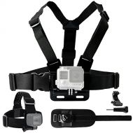 CamKix Body Mount Bundle Compatible with Gopro Hero 8, 7, 6, 5, Black Session, Hero 4, Session, Black, Silver, 3+, 3, DJI Osmo Action - Chest Harness Mount/Head Strap Mount/Wrist M