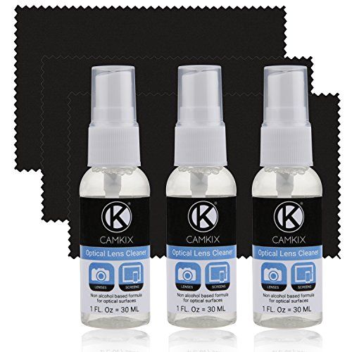  CamKix Lens and Screen Cleaning Kit - 3X Cleaning Spray, 3X Microfiber Cloth - Perfect to Clean The Lens of Your DSLR or GoPro Camera - Also Great for Your Smartphone, Tablet, Note