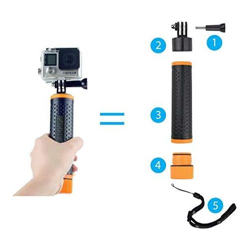  CamKix Waterproof Telescopic Pole Floating Hand Grip - Compatible with Gopro Hero 8 Black, Hero 7, 6, 5, Black, Session, Hero 4, Session, Black, Silver, Hero+ LCD and DJI Osmo Acti