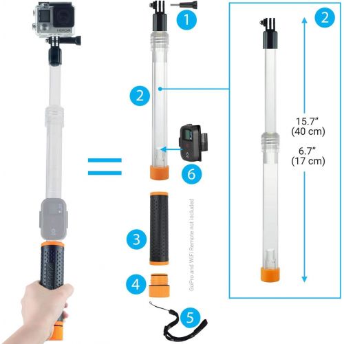  CamKix Waterproof Telescopic Pole Floating Hand Grip - Compatible with Gopro Hero 8 Black, Hero 7, 6, 5, Black, Session, Hero 4, Session, Black, Silver, Hero+ LCD and DJI Osmo Acti