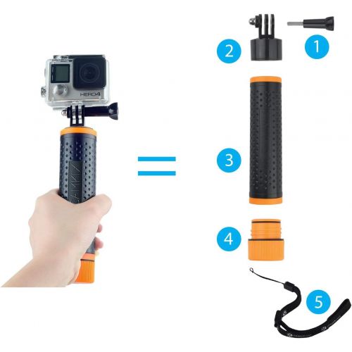  CamKix Waterproof Telescopic Pole Floating Hand Grip - Compatible with Gopro Hero 8 Black, Hero 7, 6, 5, Black, Session, Hero 4, Session, Black, Silver, Hero+ LCD and DJI Osmo Acti