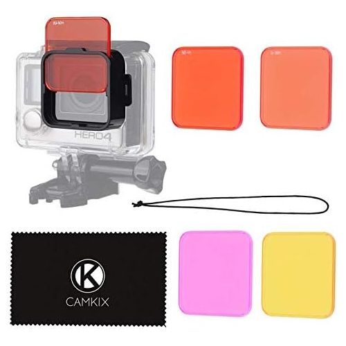  CamKix Diving Lens Filter Kit Compatible with GoPro Hero 4, Hero+, Hero and 3+ - fits Standard Waterproof Housing - Enhances Colors for Underwater Video and Photography - Includes