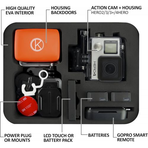  CamKix Carrying Case Compatible with Gopro Hero 4, Black, Silver, Hero+ LCD, 3+, 3, 2 and Accessories ? Ideal for Travel or Home Storage ? Complete Protection for Your GoPro Camera