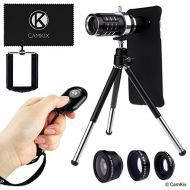 CamKix Camera Lens and Bluetooth Remote Kit compatible with Samsung Galaxy S7 + S7 Edge - Bluetooth Wireless Camera Remote, 12x Telephoto, Fisheye, Macro, Wide Angle Lens, Tripod,