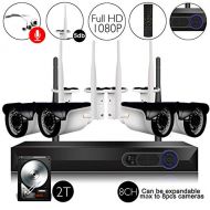 CamView CAMVIEW Wireless Security Home Surveillance System 8CH 1080P WiFi NVR Kits + 4Pcs 2.0MP Wireless IP CCTV Cameras, Audio-in Plug, 65FT Night Vision, Half-Stream, 2TB HDD Pre-Install