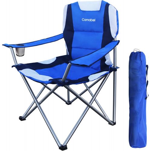  Camabel Folding Camping Chairs Outdoor Lawn Chair Padded Foldable Sports Chair Lightweight Fold up Adult Camp Chairs with Cup Holder Highweight Capacity Bag Chair for Heavy Duty Beach Hiki