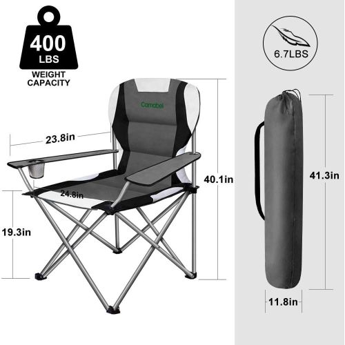  Camabel Folding Camping Chairs Outdoor Lawn Chair Padded Sports Chair Lightweight Fold up Camp Chairs High Weight Capacity Bag Chairs for Heavy Duty Beach Hiking Fishing Spectator