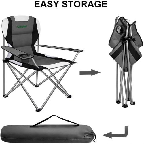  Camabel Folding Camping Chairs Outdoor Lawn Chair Padded Sports Chair Lightweight Fold up Camp Chairs High Weight Capacity Bag Chairs for Heavy Duty Beach Hiking Fishing Spectator