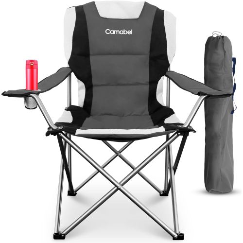  Camabel Folding Camping Chairs Outdoor Lawn Chair Padded Sports Chair Lightweight Fold up Camp Chairs High Weight Capacity Bag Chairs for Heavy Duty Beach Hiking Fishing Spectator