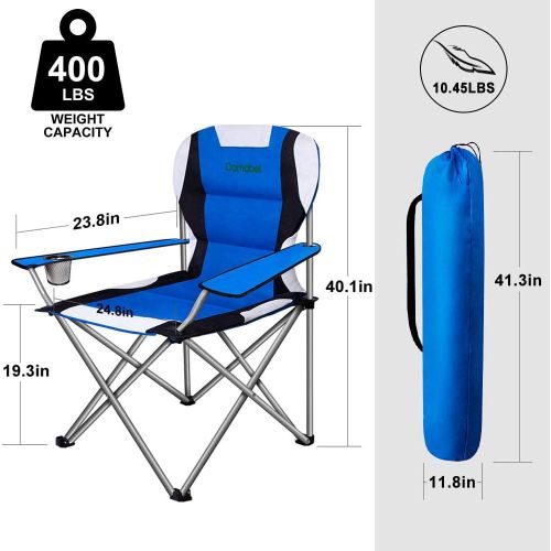  Camabel Folding Camping Chairs Outdoor Lawn Chair Padded Foldable Sports Chair Lightweight Fold up Adult Camp Chairs with Cup Holder Highweight Capacity Bag Chair for Heavy Duty Beach Hiki