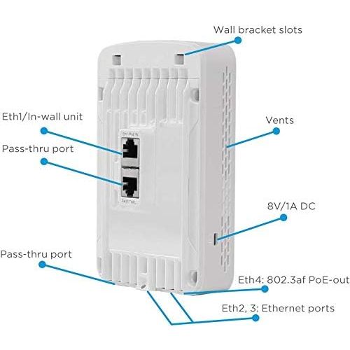  Cambium Networks cnPilot e430W Indoor Wireless Wi-Fi Access Point, Cloud Managed Dual Band 2.4 GHz and 5 GHz 802.11ac, 2x2 MU-MIMO Technology and PoE Wi-Fi Mesh Capability (PL-E430