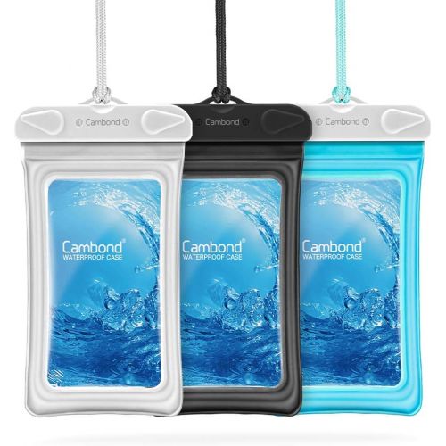  [아마존베스트]Cambond Floating Waterproof Phone Pouch, 3 Pack Waterproof Phone Case, Transparent PVC Water Proof Cell Phone Pouch Dry Bag with Lanyard for iPhone Xs Max XR X 8 7 6 Plus (White+Bl