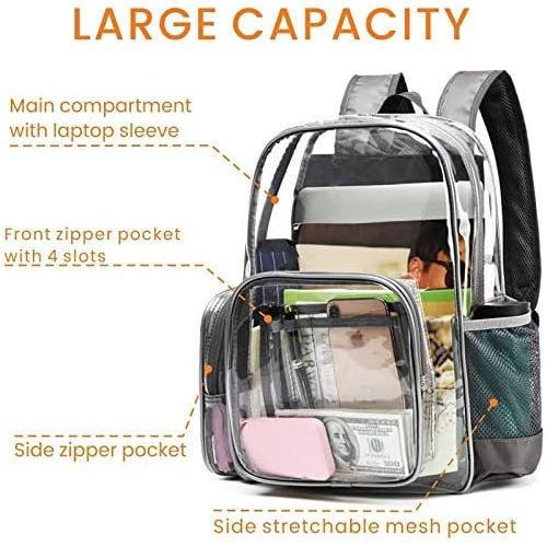  Clear Backpack, Cambond Heavy Duty Transparent Backpack with Reinforced Straps, See Through School Bag for College, Adults