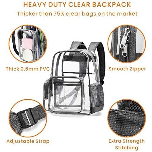  Clear Backpack, Cambond Heavy Duty Transparent Backpack with Reinforced Straps, See Through School Bag for College, Adults